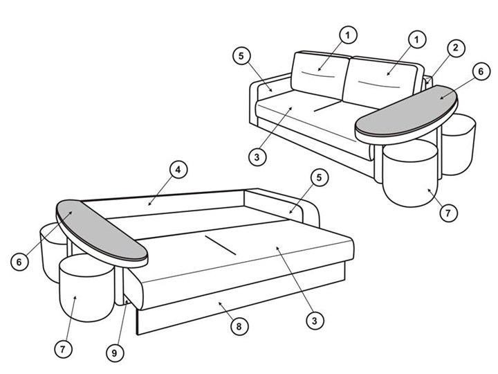 Прямой диван Сантана 4 БД со столом (НПБ) в Абакане - изображение 1